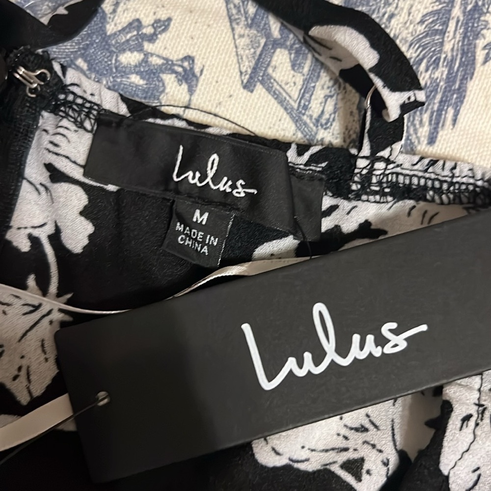 Lulus Darling Daylily White and Black Floral Print High-Low Maxi Dress, NWT - Picture 16 of 17